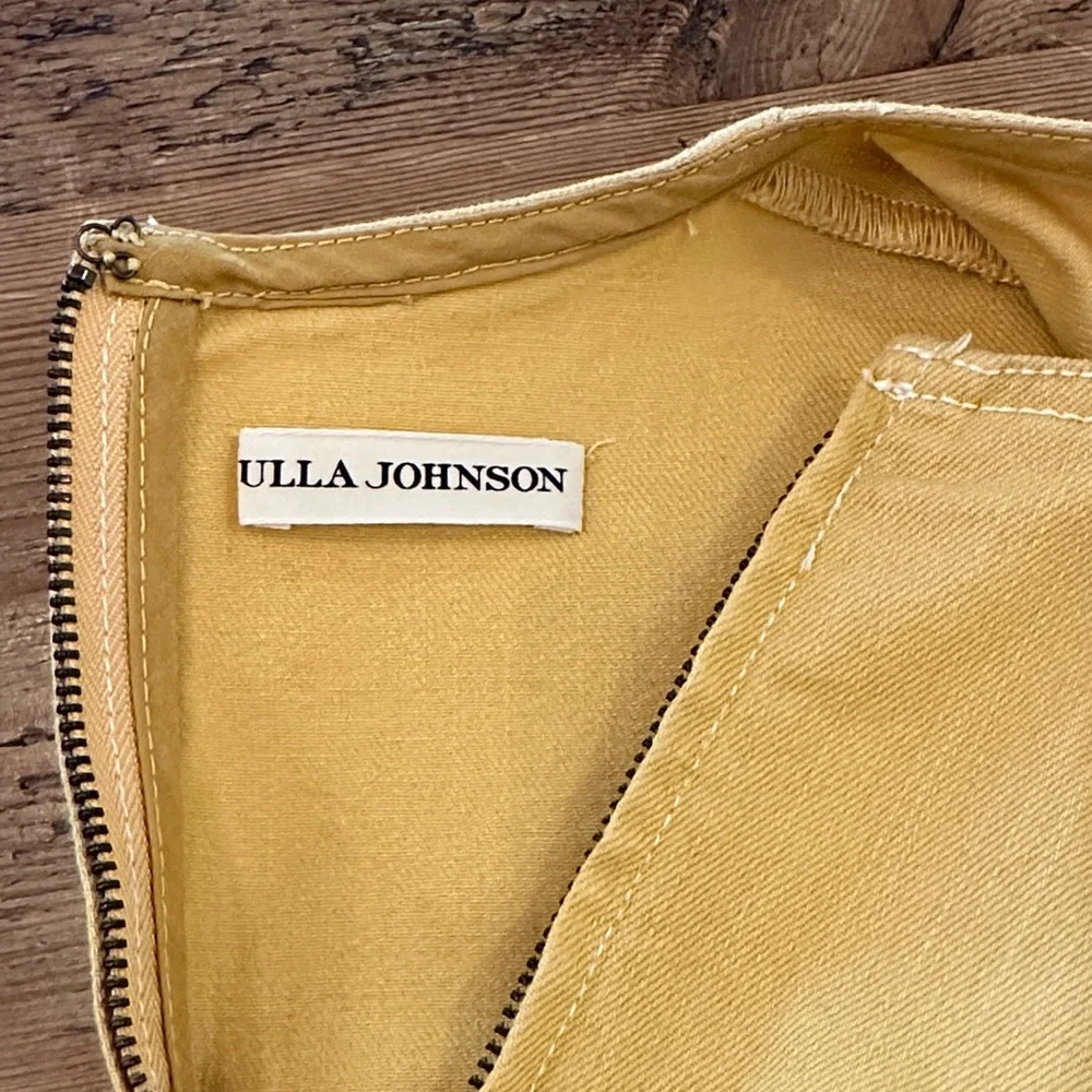 Ulla Johnson Mustard Puff-Sleeve Crewneck Top Size 6